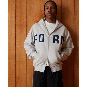 FORD x Pacsun Heavyweight Full Zip Hoodie Gray Size Medium